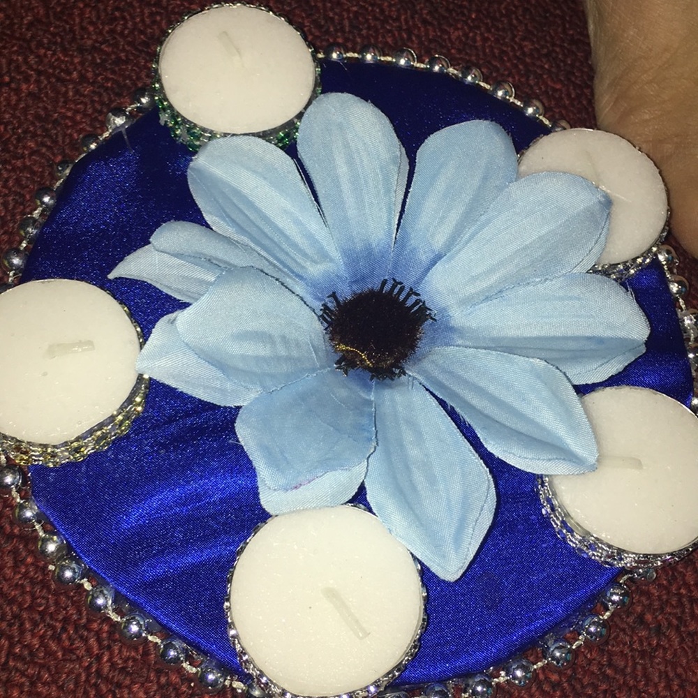 Candle plate in blue